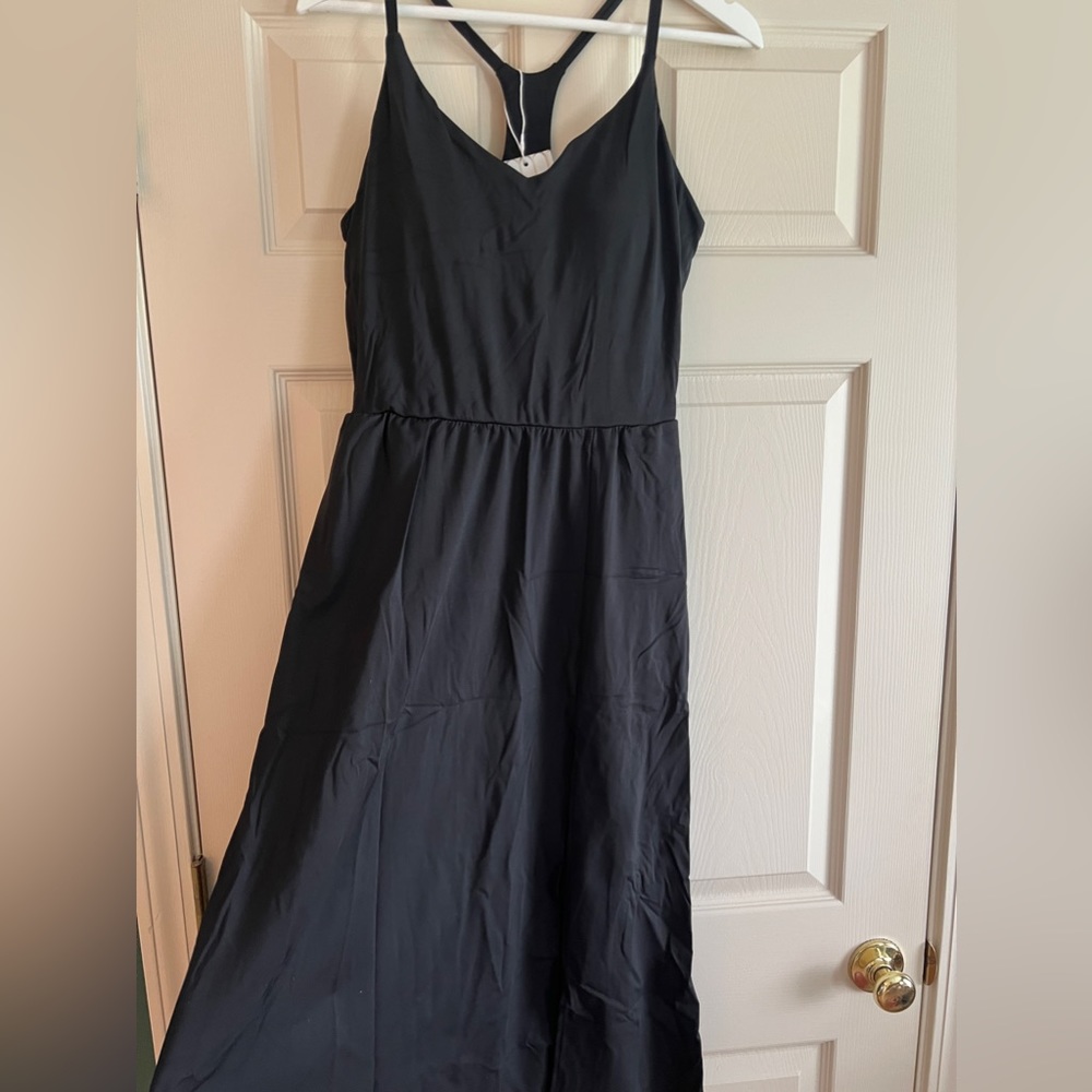 NWT Black Halara Everyday Exercise Racerback MIDI Tank Dress Size L